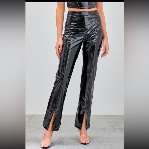 Do + Be new, black latex effect pants, DO+BE boutique brand - Picture 1 of 8